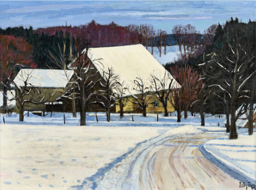 Paysage hivernal avec ferme