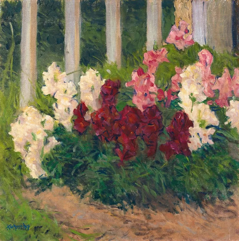 Fleurs devant une clôture de jardin (1909)