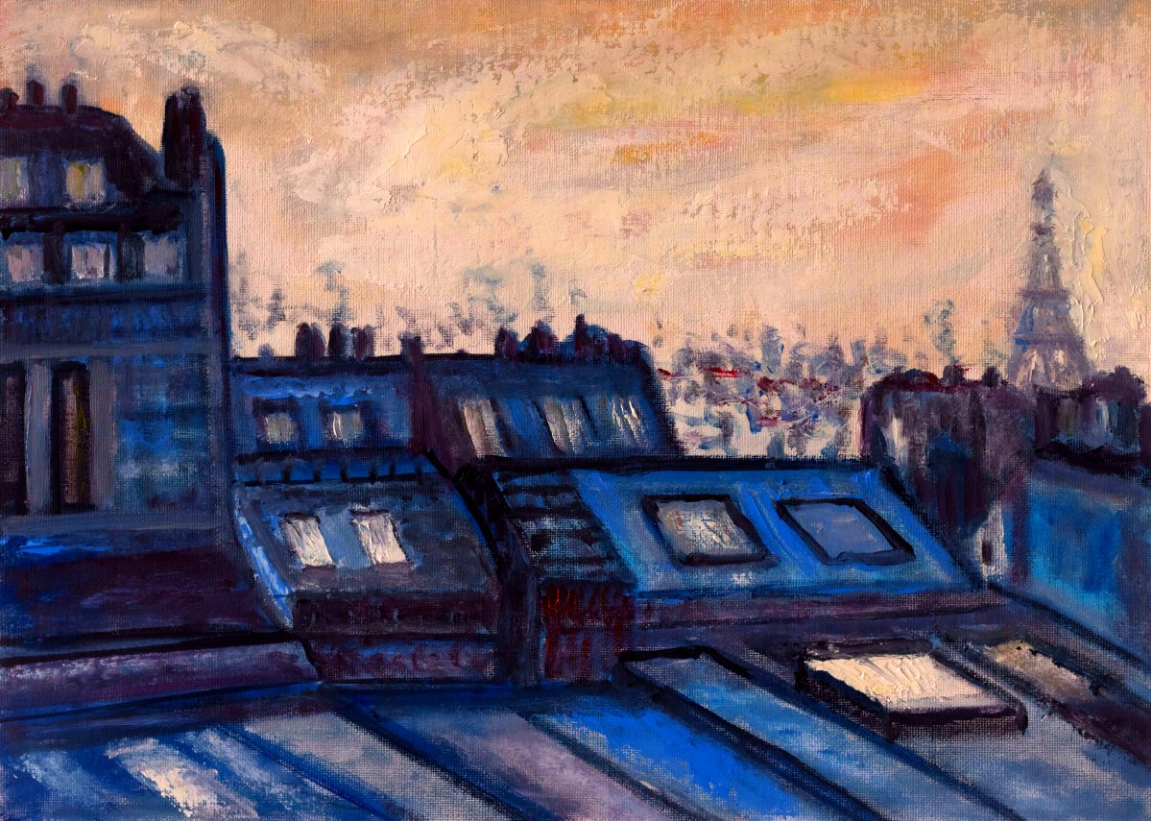 Toits de Paris à la nuit tombante - réf. CS0824