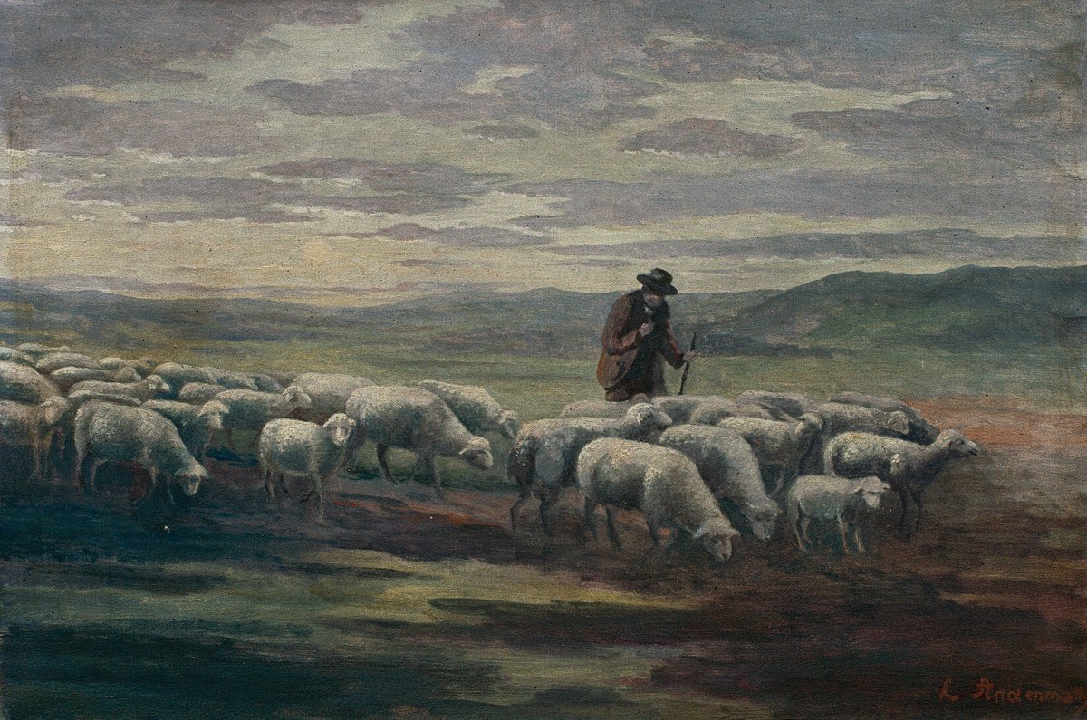 Moutons et berger, 1945