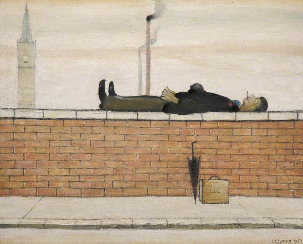 Homme allongé sur un mur, 1957