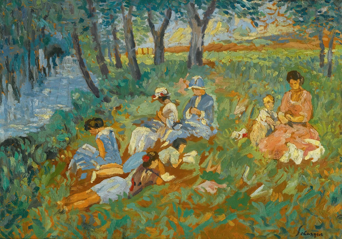 Les Andelys, la famille Lebasque au bord de l’eau (vers 1917)