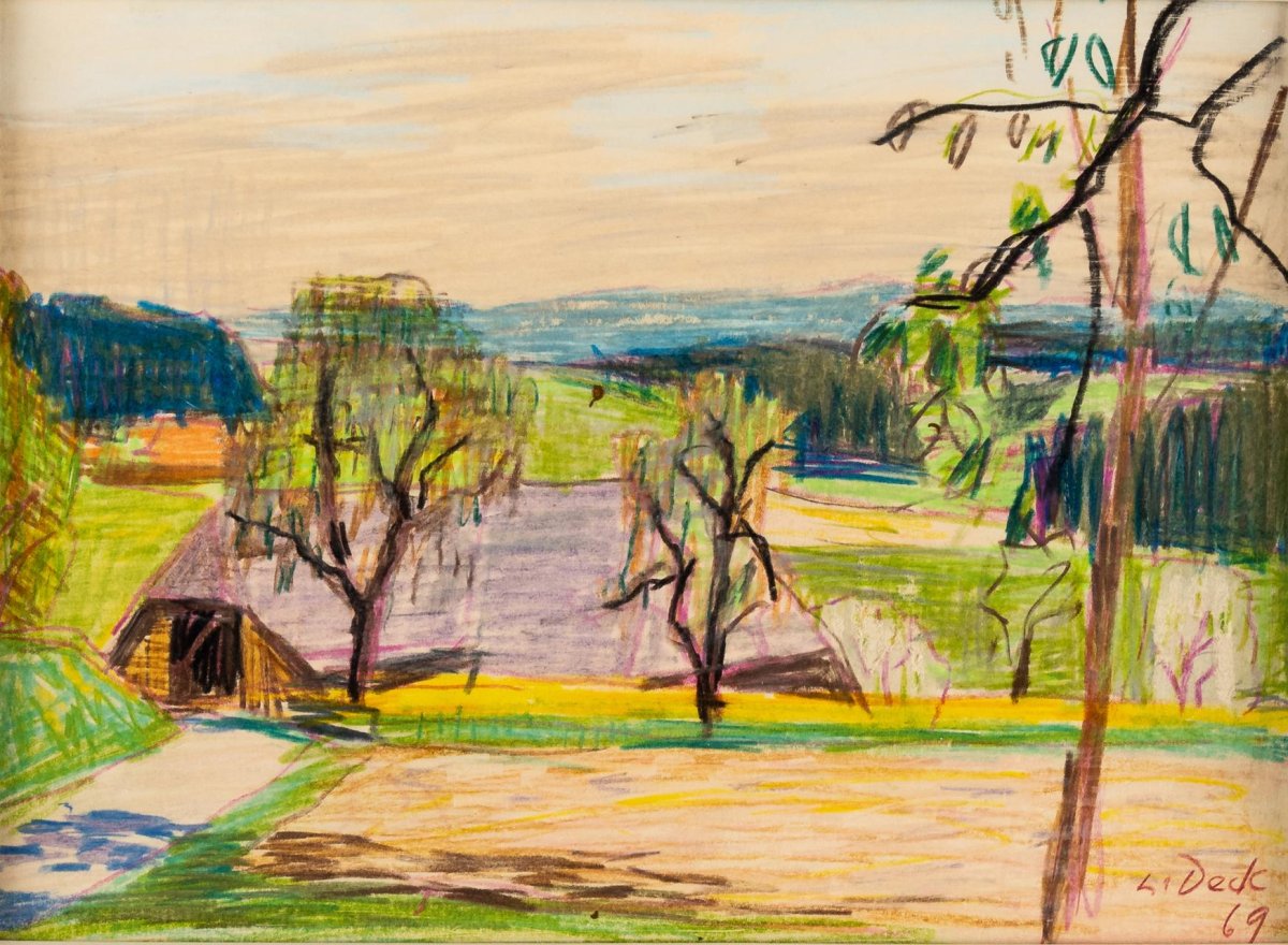 Paysage d'été avec une ferme, 1969