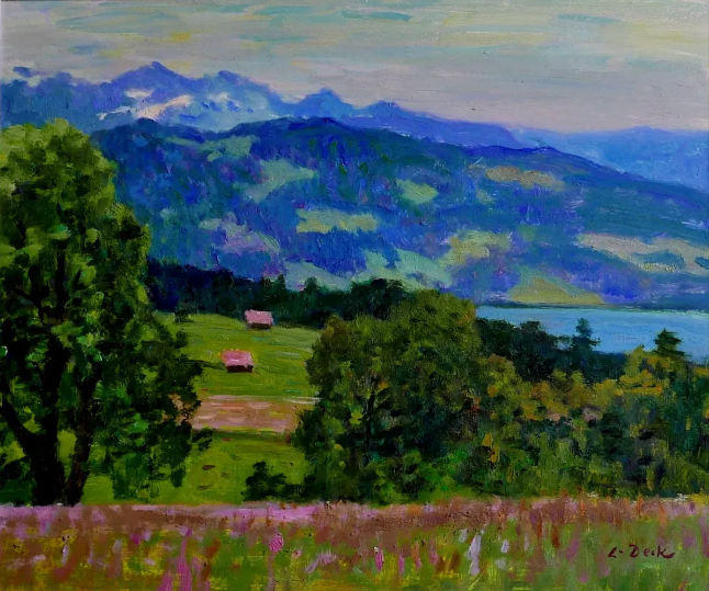 Pas de titre mais situé sans doute au bord du lac de Thun - 46 X 55 cm