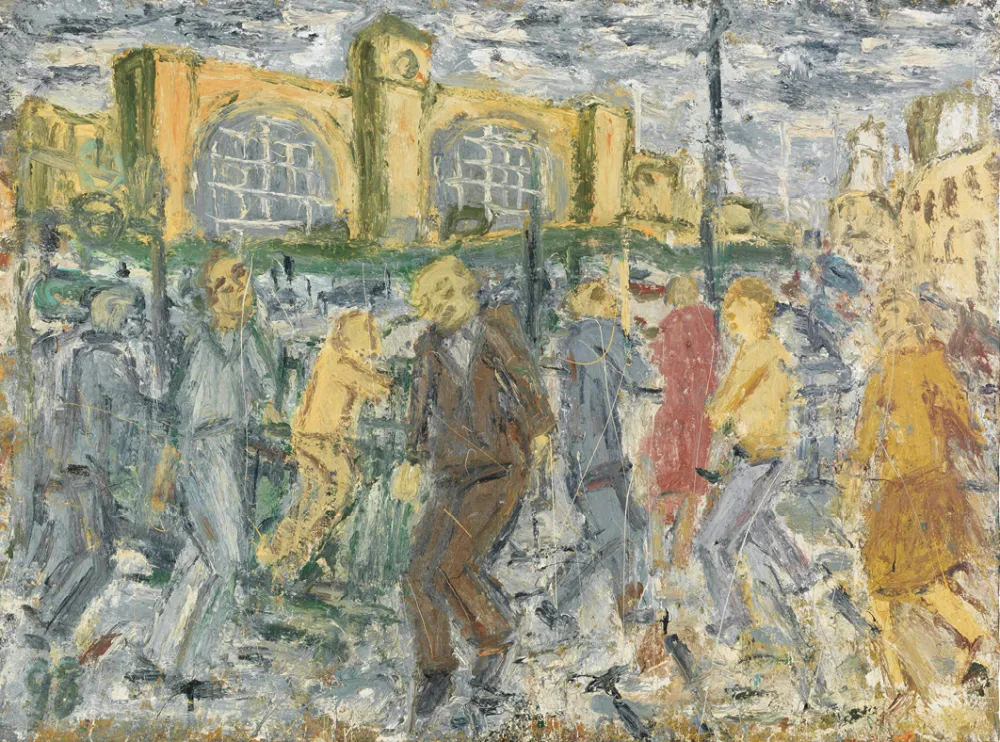 King's Cross, après-midi de mars, 1998, huile sur carton, 58 1⁄8 × 78