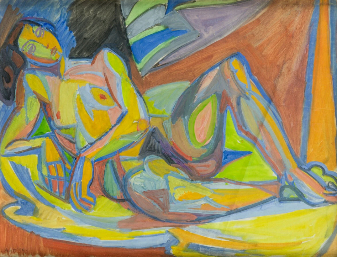 Modèle nu allongé dans l’atelier