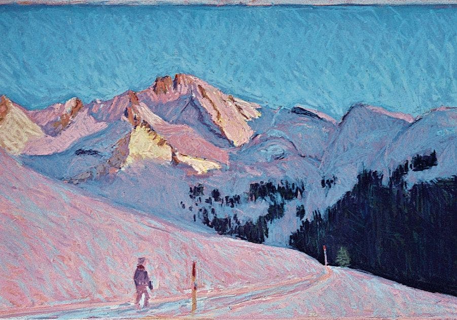 Brisenkette dans la lumière du soir, pastel, février 2019