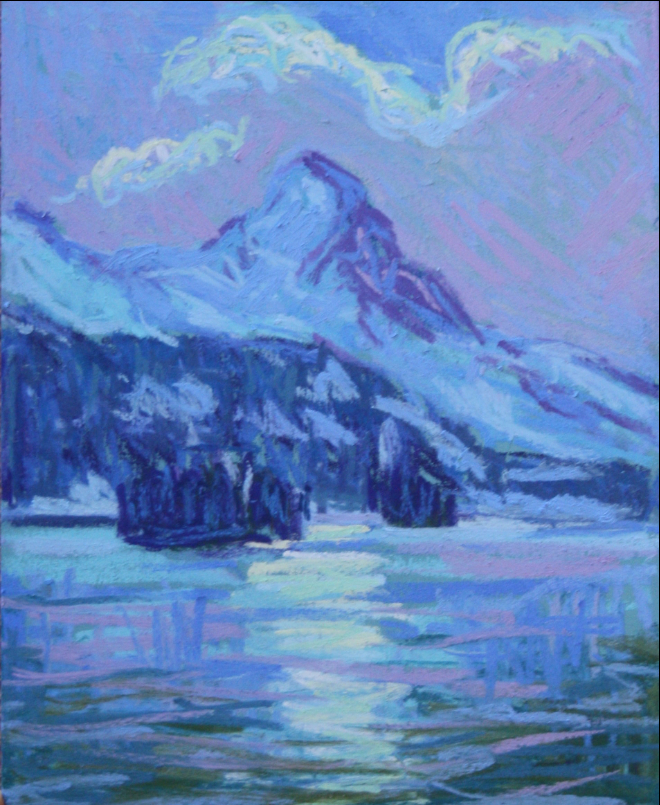 Ambiance au lac de Sils, pastel, décembre 2017