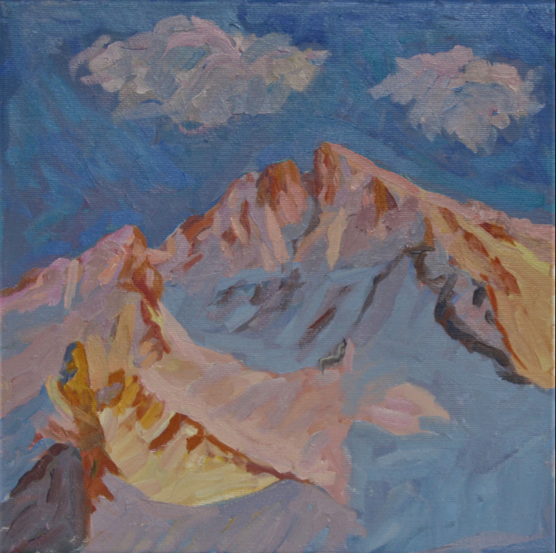 Lumière du soir à Brisen, huile, mars 2019