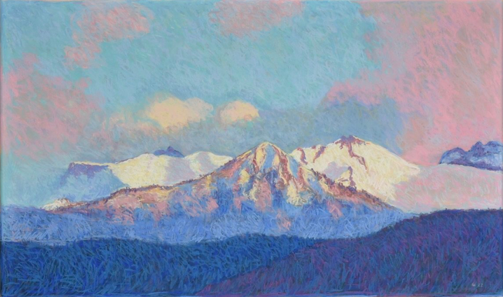 Vue de Sonnmatt en direction des montagnes, 2022