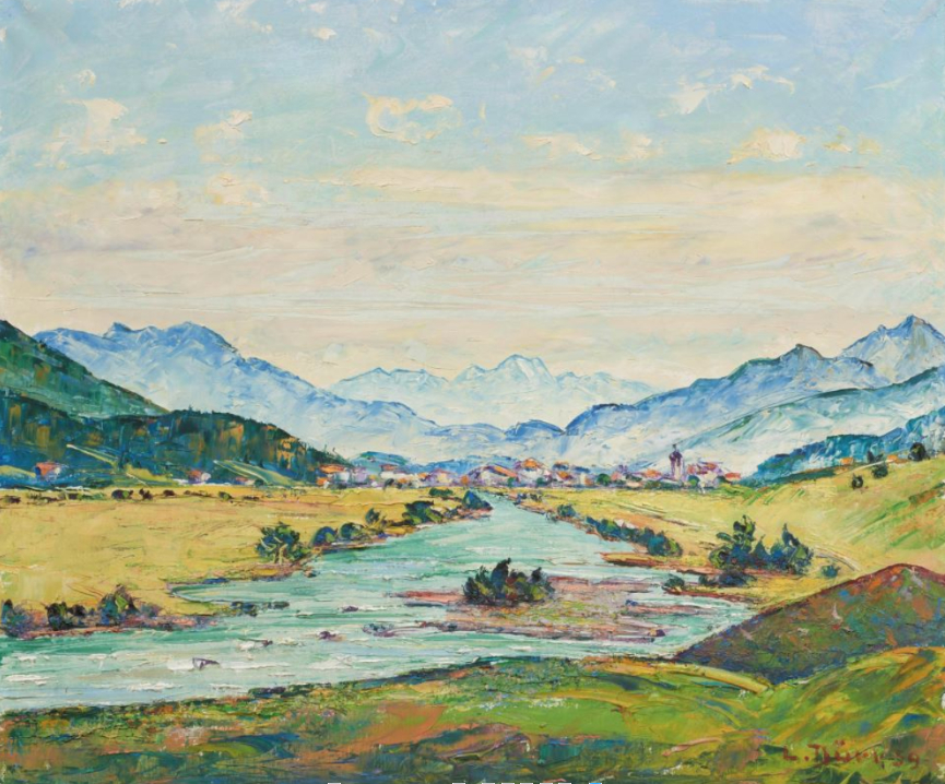 Vue de la Haute-Engadine, 1959, huile sur toile, 54 × 64 cm