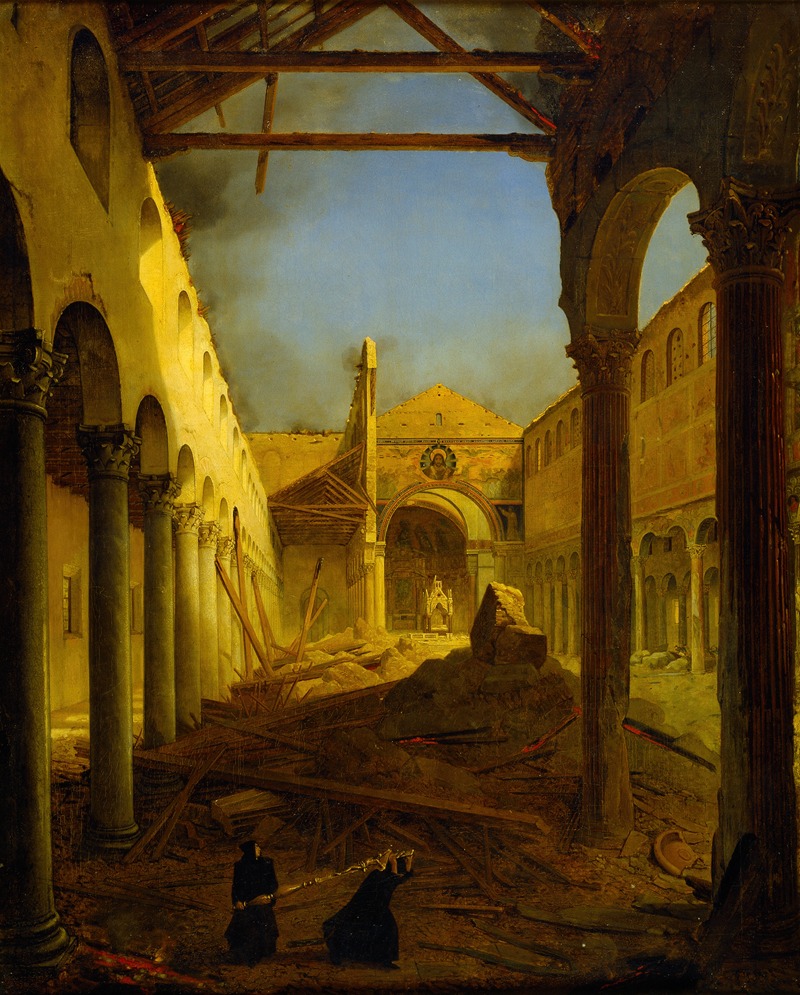 L'église San Paolo Fuori Le Mura au lendemain de l'incendie de 1823 (1825)