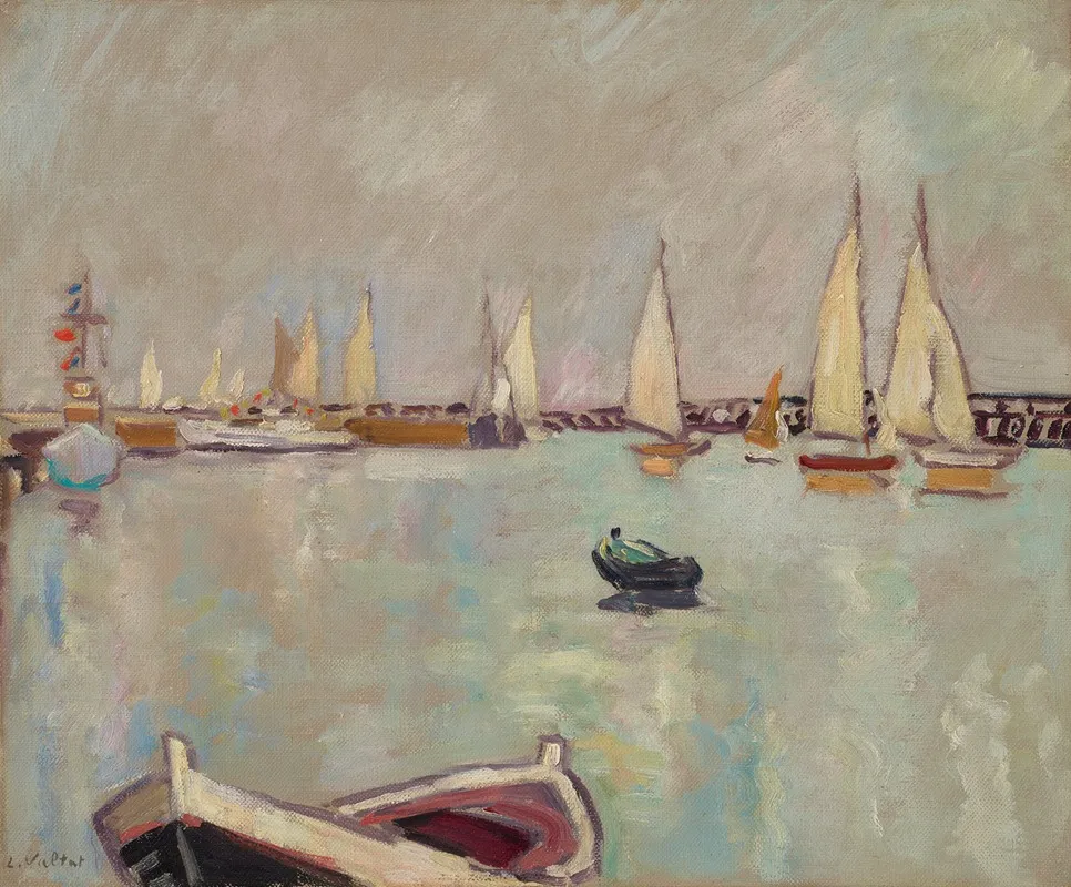 Barques et voiliers à Ouistreham (environ 1930)