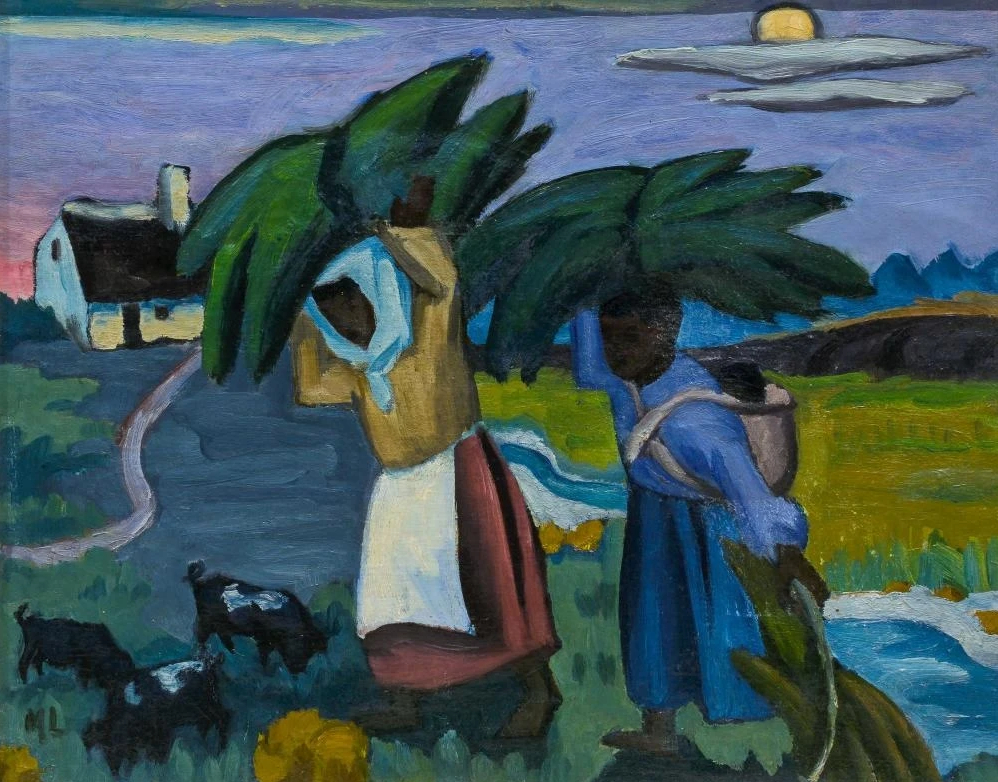 Femmes portant du bois et un bébé