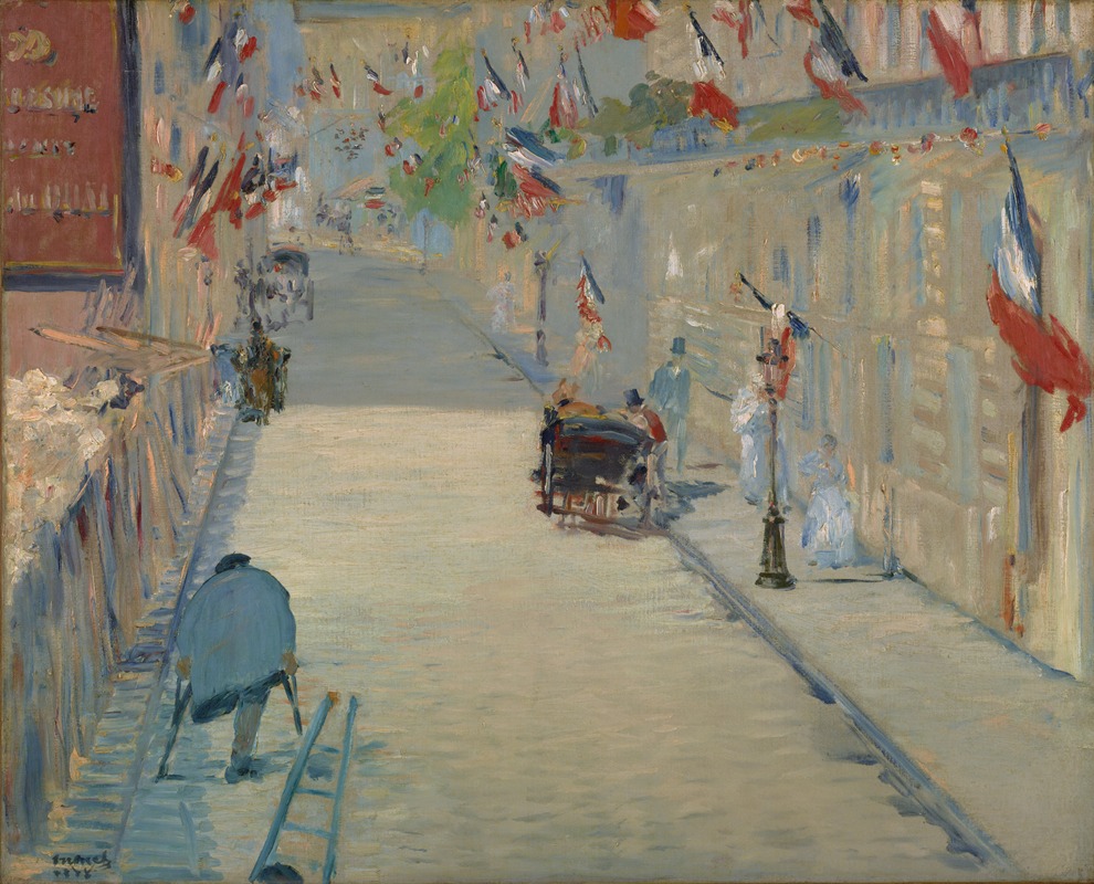 La rue Mosnier avec des drapeaux (1878)