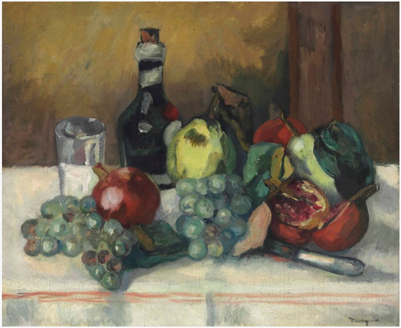 Nature morte, coings, grenades et raisins, 1924