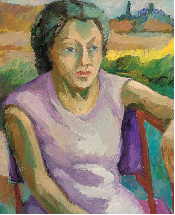 Jeune femme à la robe mauve