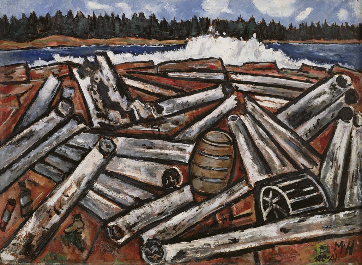Embouteillage de troncs, baie de Penobscot, 1940-41 