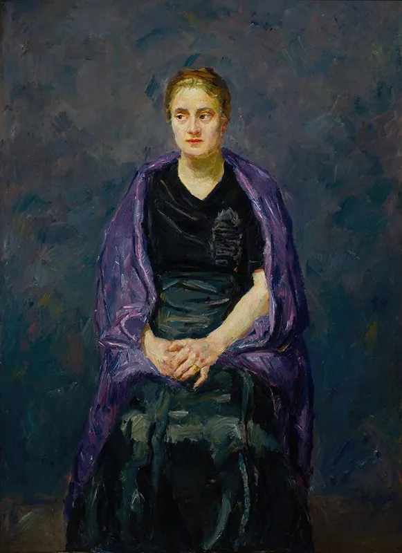 Portrait d'un vison avec un châle violet, 1910