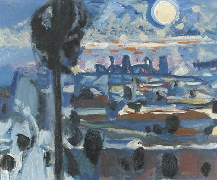 Paysage de nuit avec un arbre, 1955