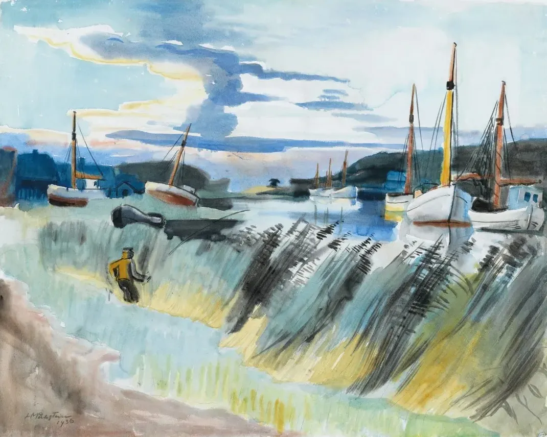 Pêcheurs sur le fleuve Leba, 1936