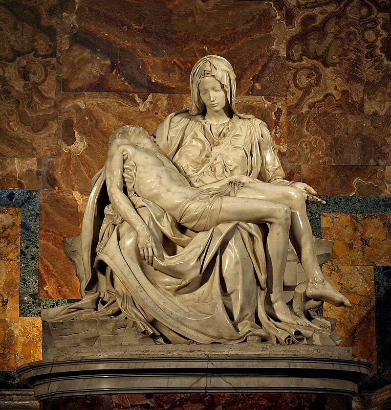 La Pietà (1498-1499), 174 × 195 × 69 cm, Rome, basilique Saint-Pierre