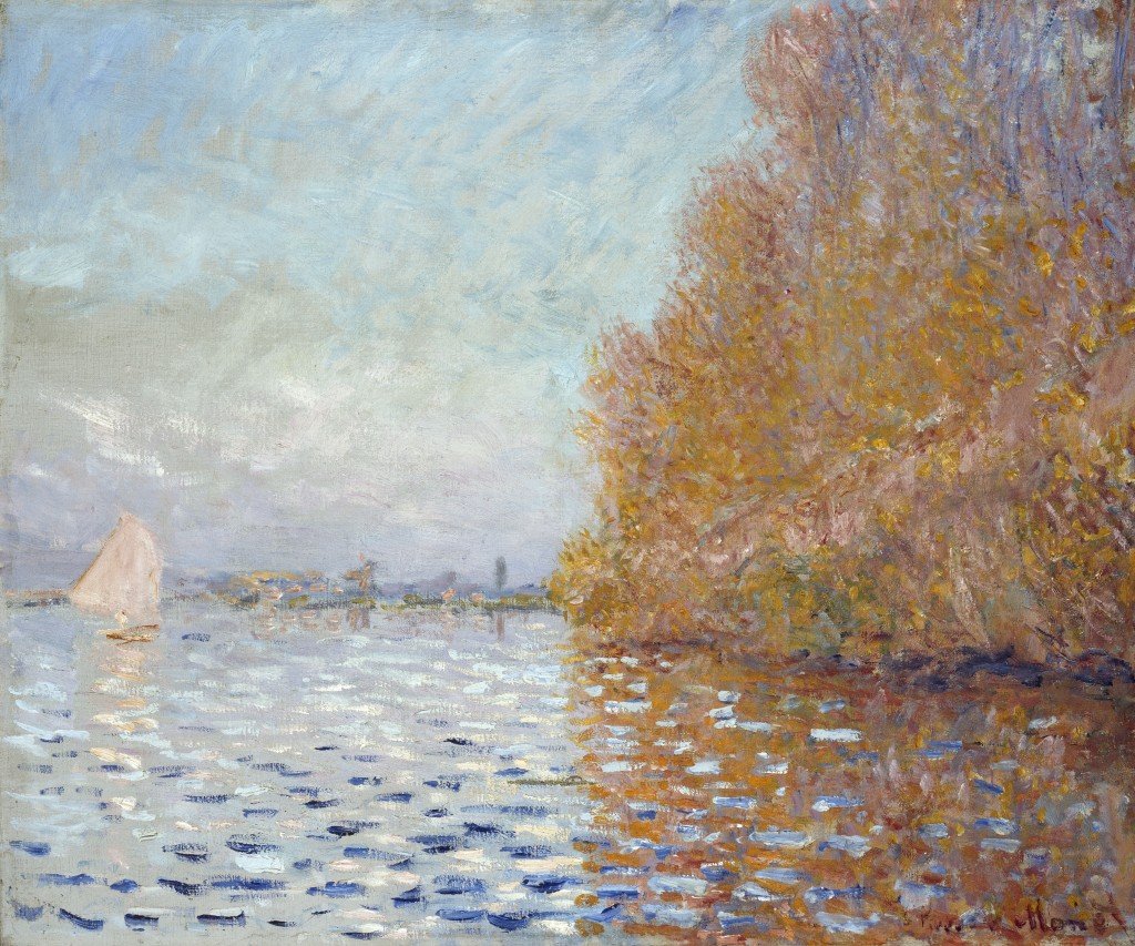 Bassin d'Argenteuil avec un seul voilier, 1874