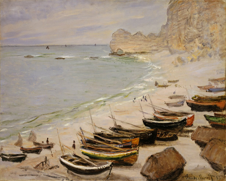 Bateaux sur la plage d'Étretat, 1883