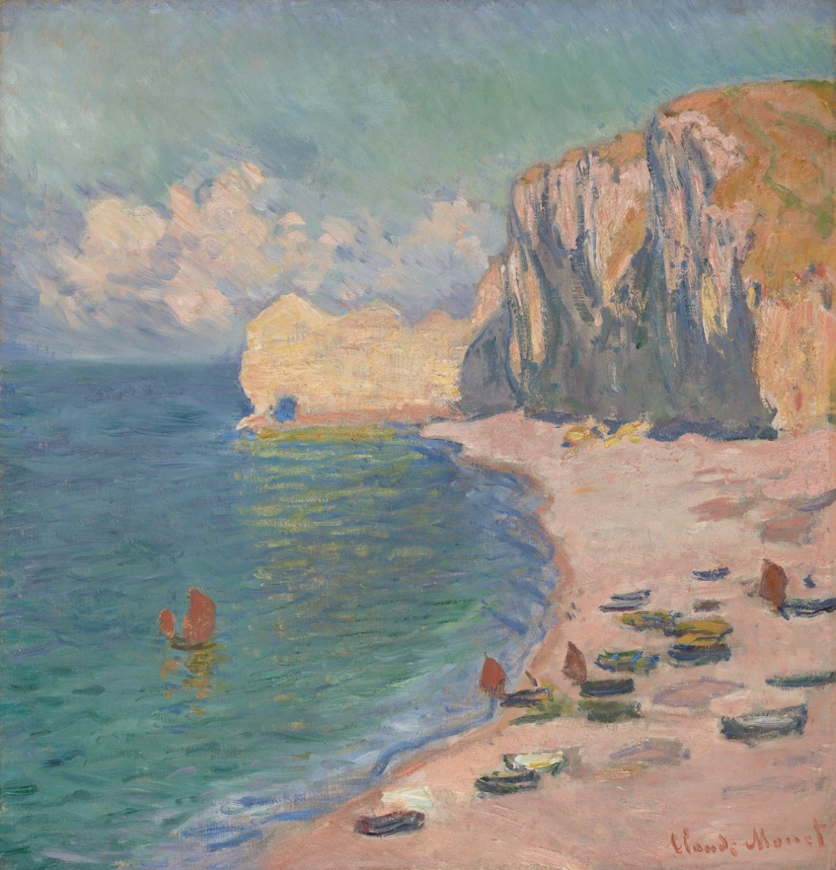 Étretat - la plage et la falaise d'Amont