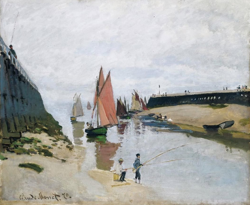 Le port de Trouville à marée basse, 1870 