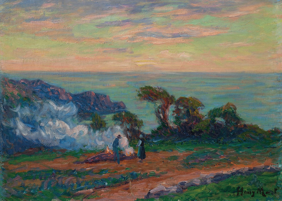 Le brûlage de goémon en bord de mer (vers 1912)