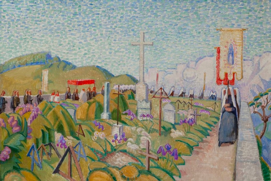 Procession au cimetière, 37 x 55 cm
