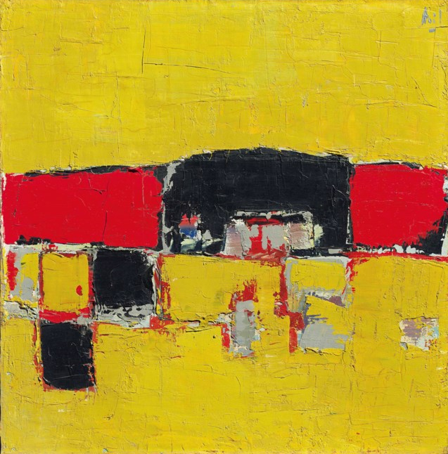 Paysage (Composition Rouge et Noir sur Fond Jaune or Paysage Rouge et Noir) 