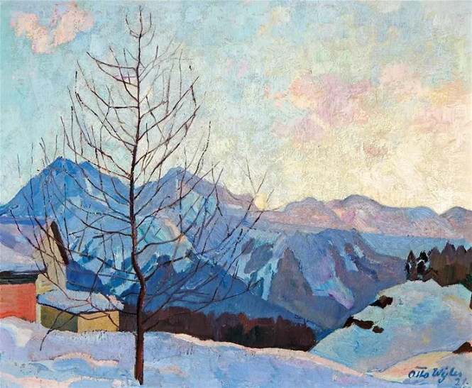Ambiance du soir avec silhouette de montagne, 1921