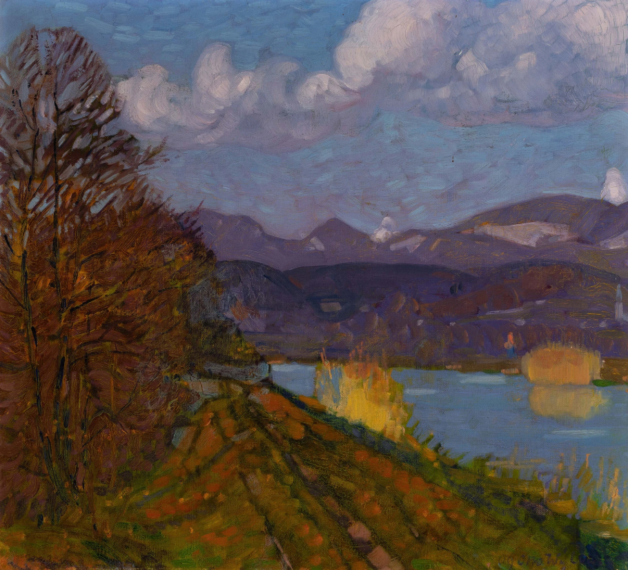 Au bord du canal près d'Aarau, datée 1909