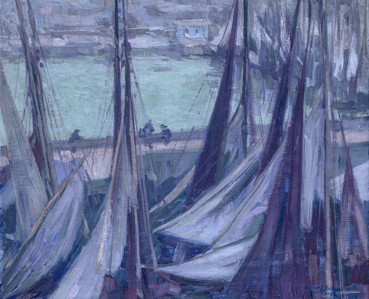 Bateaux à voile dans le port d'Honfleur