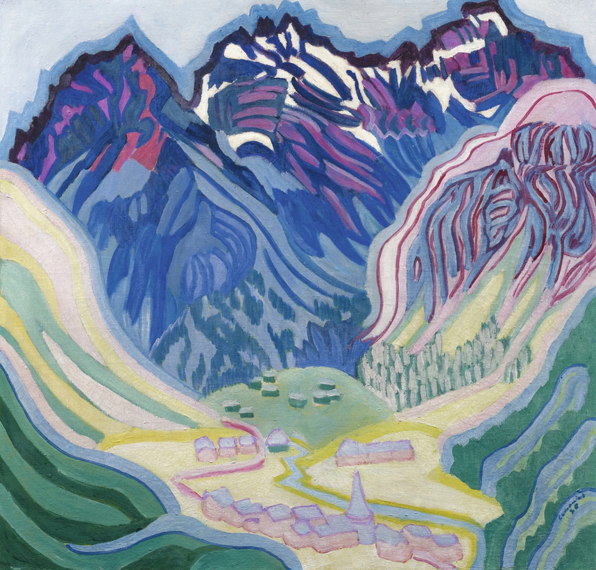 Paysage de montagne avec le village de Sertig (Davos)