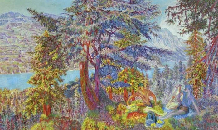 Touristes en été en Haute-Engadine (souvenir d'été en Engadine), 1960