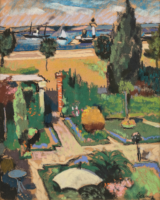 Honfleur, jardin devant l'estuaire