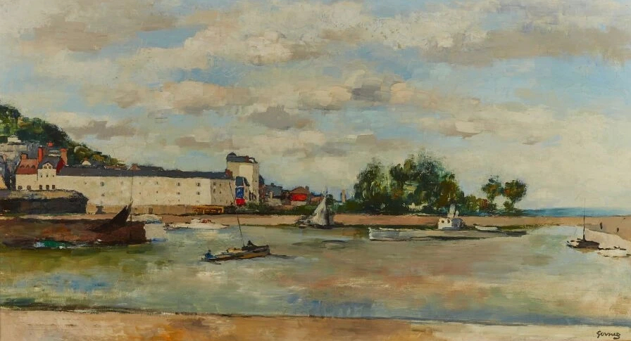 Honfleur, l'avant-port et l'Auberge du Cheval Blanc