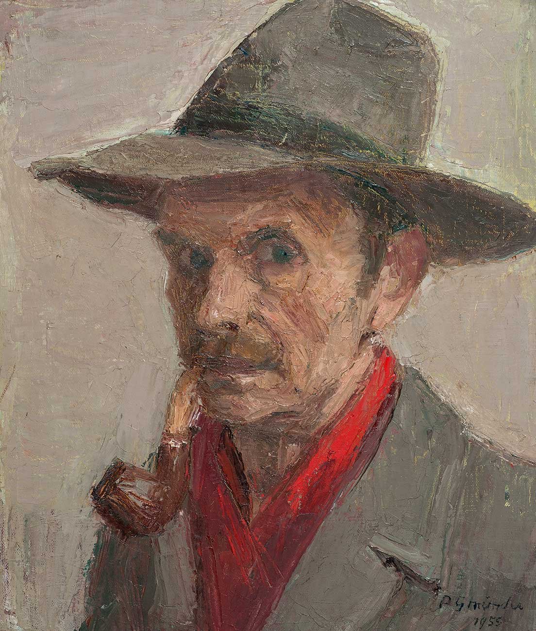 Autoportrait avec chapeau et pipe