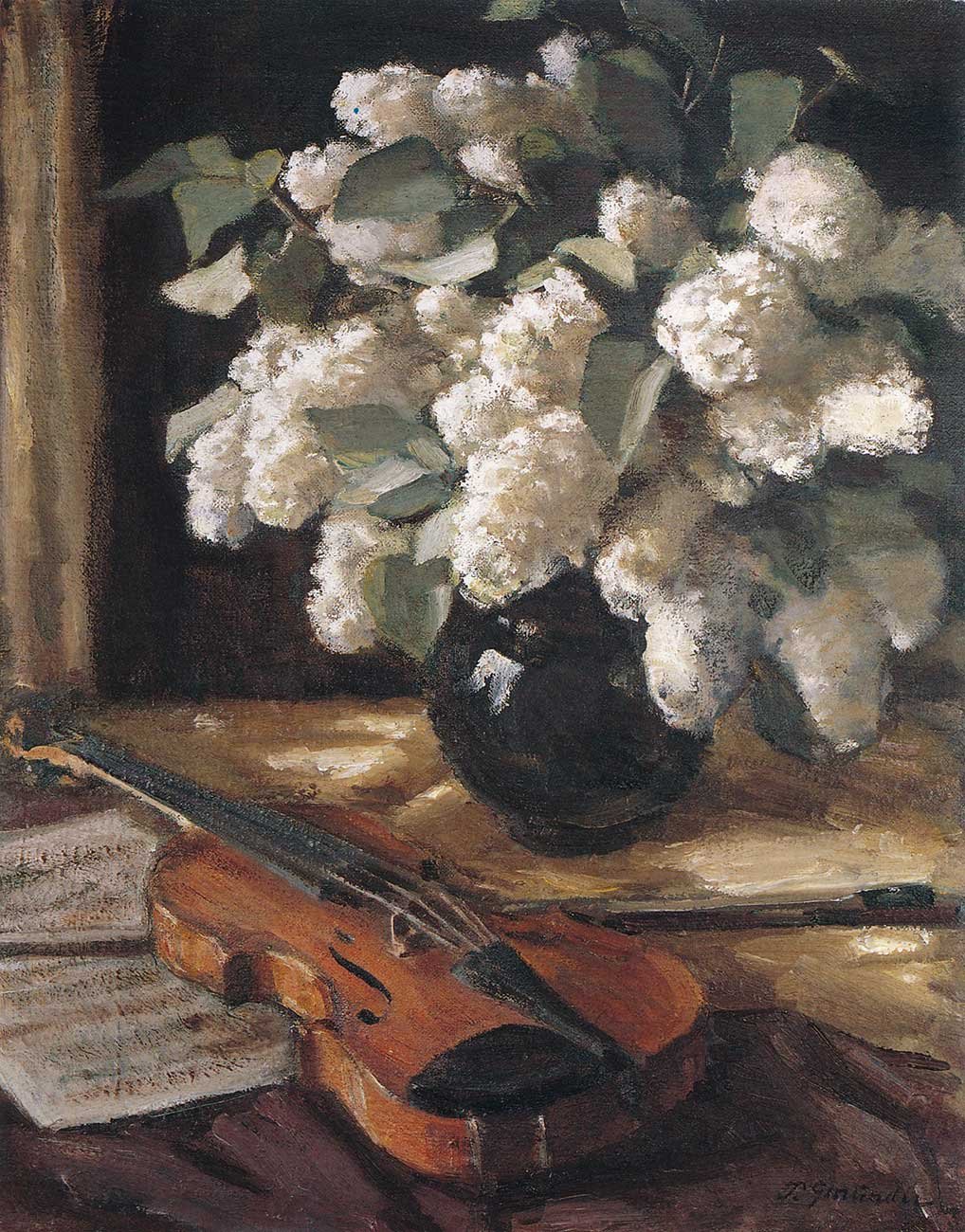 Lilas blanc avec violon