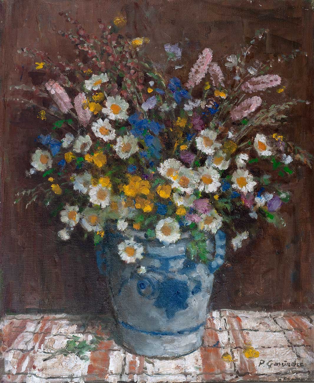 Bouquet de prairie avec nappe