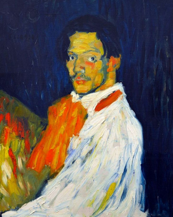 Yo Picasso, un autoportrait dans le style de Van Gogh réalisé pour sa première exposition parisienne.