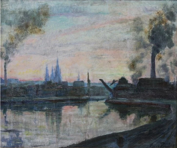 Usine sous un ciel éclairé de printemps