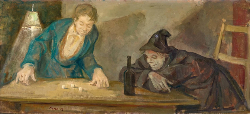Joueurs de dés et père la mort à table, 1958