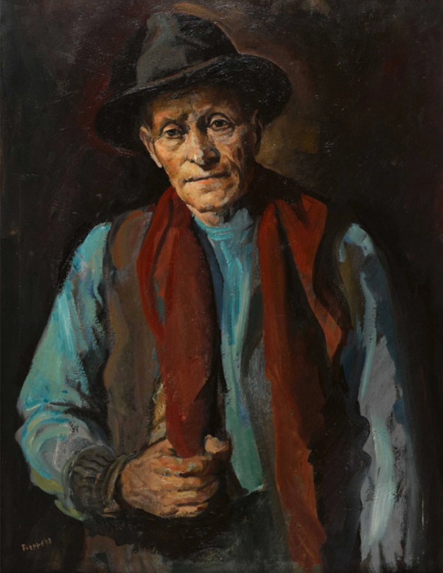 Portrait d'un homme âgé avec une écharpe rouge, 1943