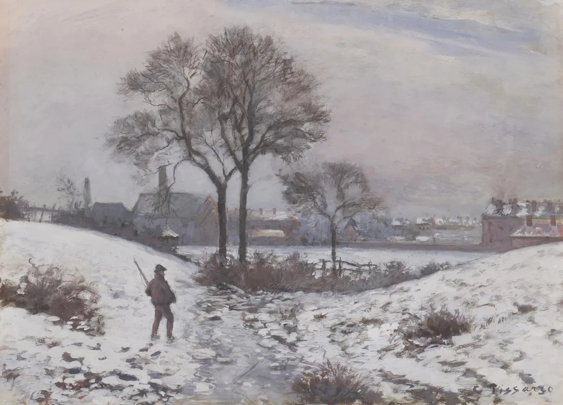 Chasseur en hiver, paysage à Norwood, 1870