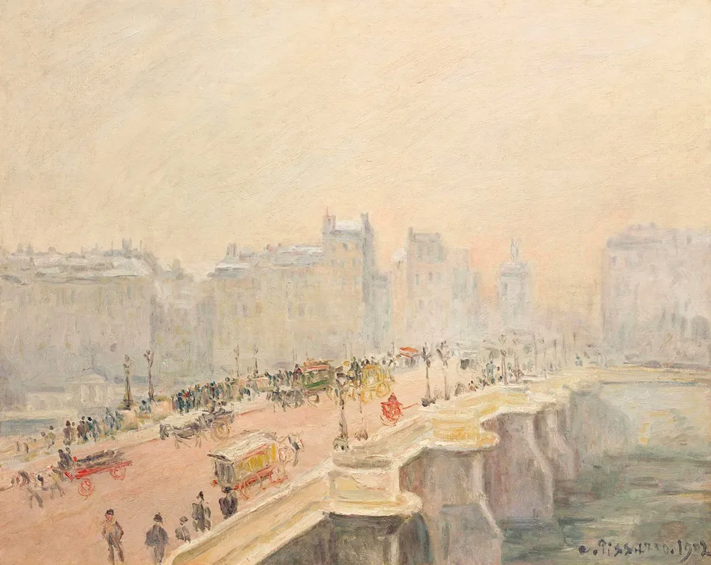 Paris, le Pont-Neuf, effet de neige et brouillard, 1902