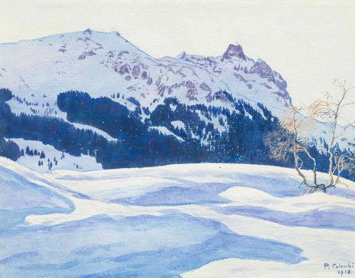 Vue de Klosters vers le Gotschnagrat, 1918